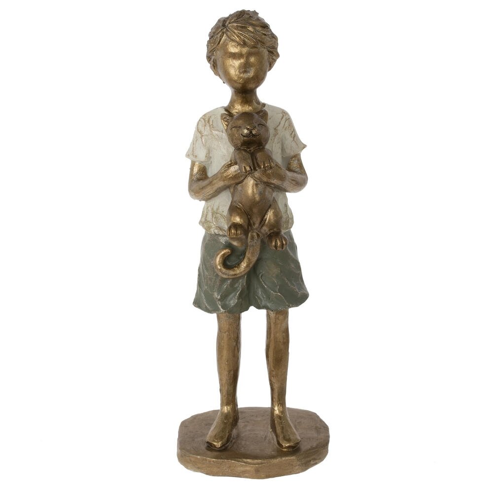Фигурка декоративная "Мальчик с кошкой", L5,5 W4,5 H16 см