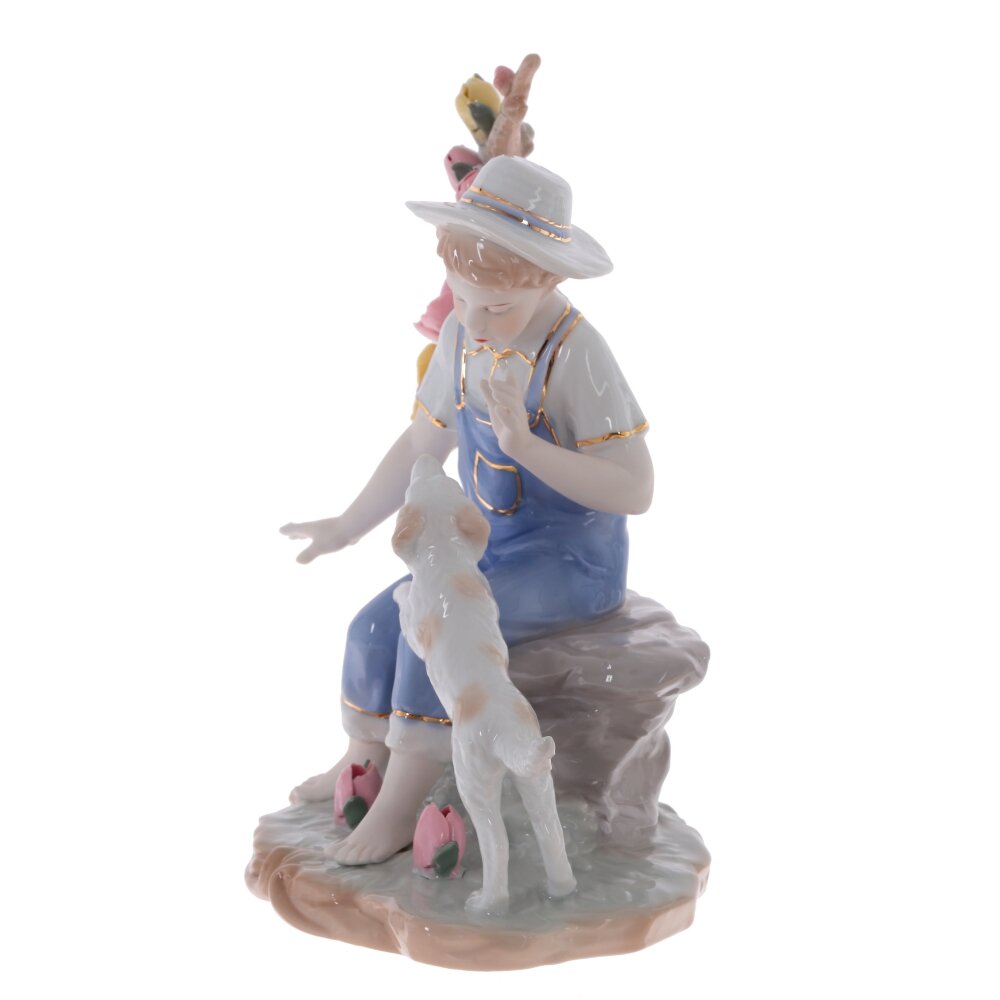 Фигурка декоративная "Мальчик с собакой", L24,5 W13 H24 см