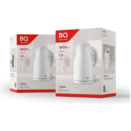 Эл,чайник BQ KT1709S Белый 1800Вт 1,5 л сталь-пластик