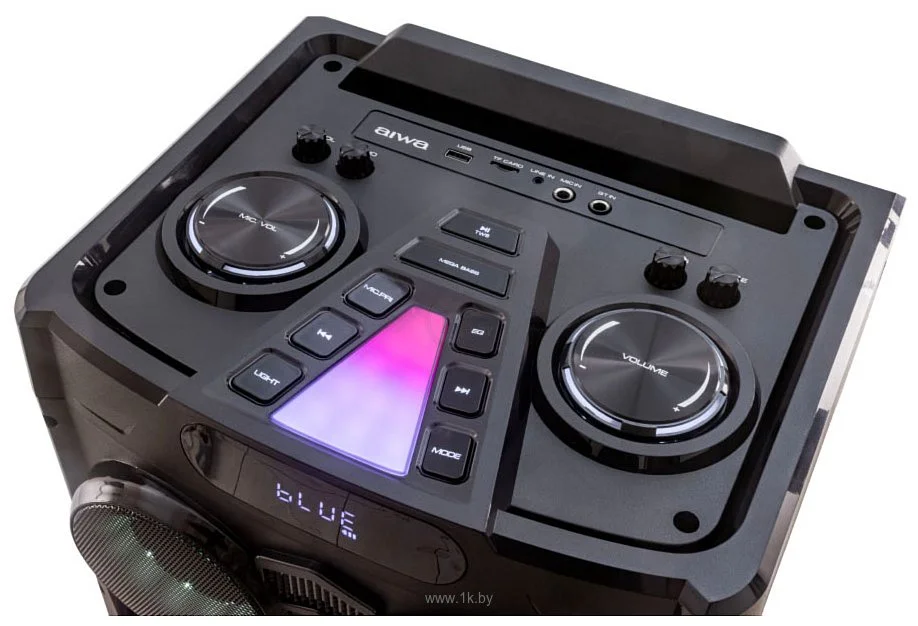 Портативная аудиосистема AIWA CAS-1031, мощн.100Вт, динамик – 10”x3, твитер 3”x2, TWS, 12В/7000мАч