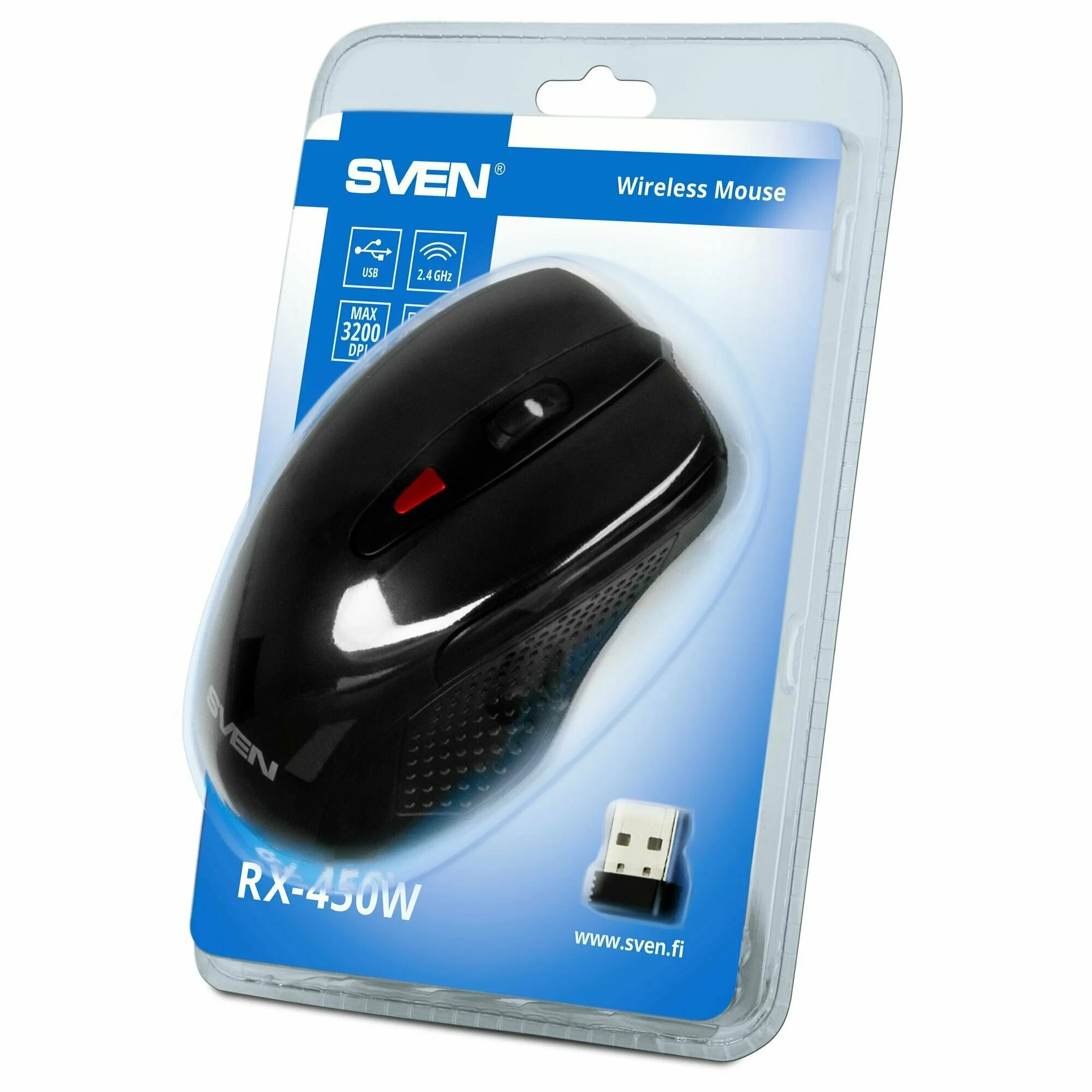 SVEN Мышь беспроводная RX-450W чёрная (2,4 GHz, 5+1кл. 1200-3200DPI)
