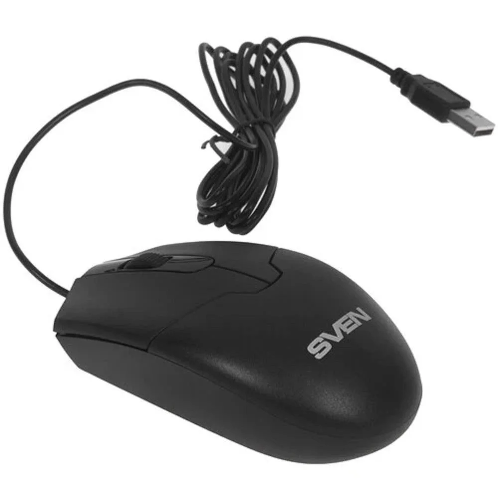 SVEN Мышь проводная RX-30 USB чёрная (2+1кл. 1000DPI,  каб. 2м., кор)
