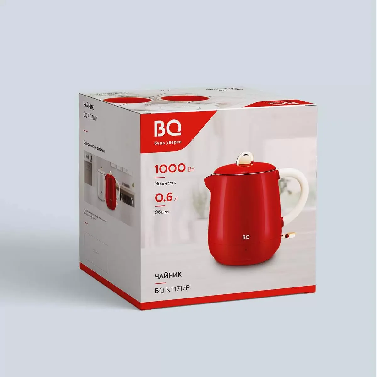 Эл,чайник BQ-KT1717P Красный 800Вт 0,6л пластик