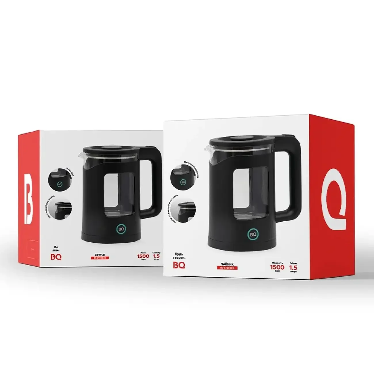 Эл,чайник BQ-KT2000G Черный 240Вт, 1,5л, стекло