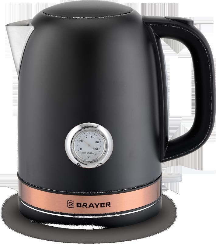 Эл,чайник BRAYER BR1005 BK. 2150Вт.1,7 л, STRIX, сталь окраш, термометр, черн.