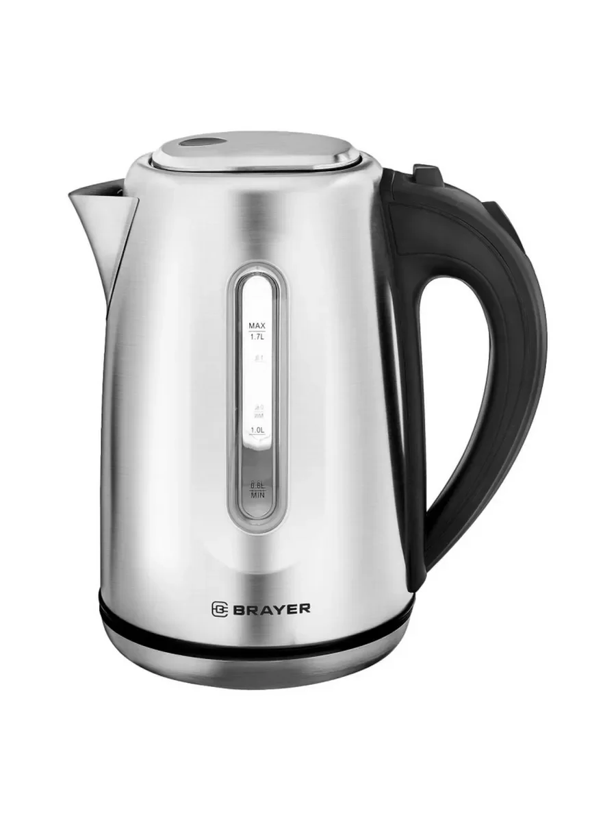 Эл,чайник BRAYER BR1014, 2200 Вт, 1,7 л, нержав.сталь, индикат. уровн. воды, автоотключ