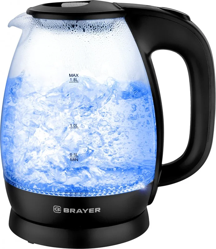 Эл,чайник BRAYER BR1026 (2200 Вт, 1,8 л, высокопроч.стекл, подсвет, автоот, моющ.фильтр)