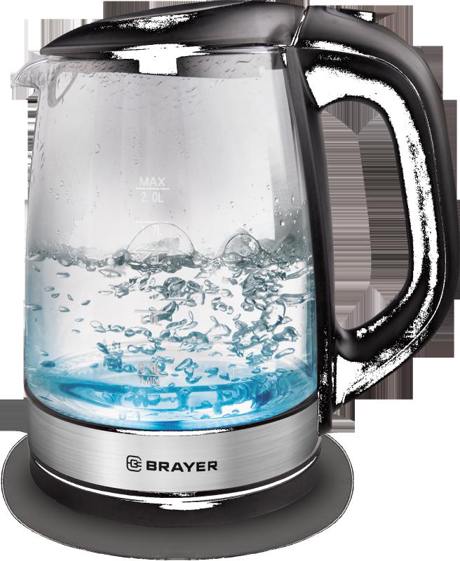 Эл,чайник BRAYER BR1040 BK (2220Вт, 2 л, стекл., черный.)