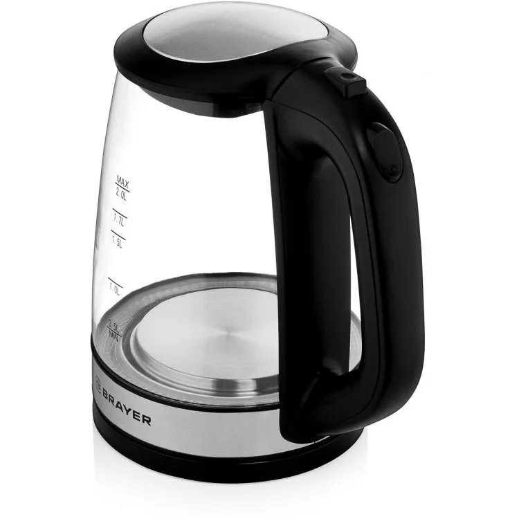 Эл,чайник BRAYER BR1040 BK (2220Вт,  2 л, стекл., черный.)
