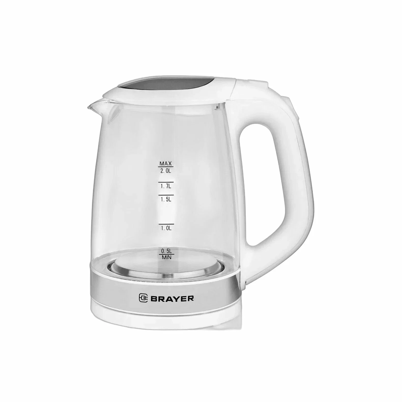 Эл,чайник BRAYER BR1040 WH (2220Вт, 2 л, стекл., белый.)