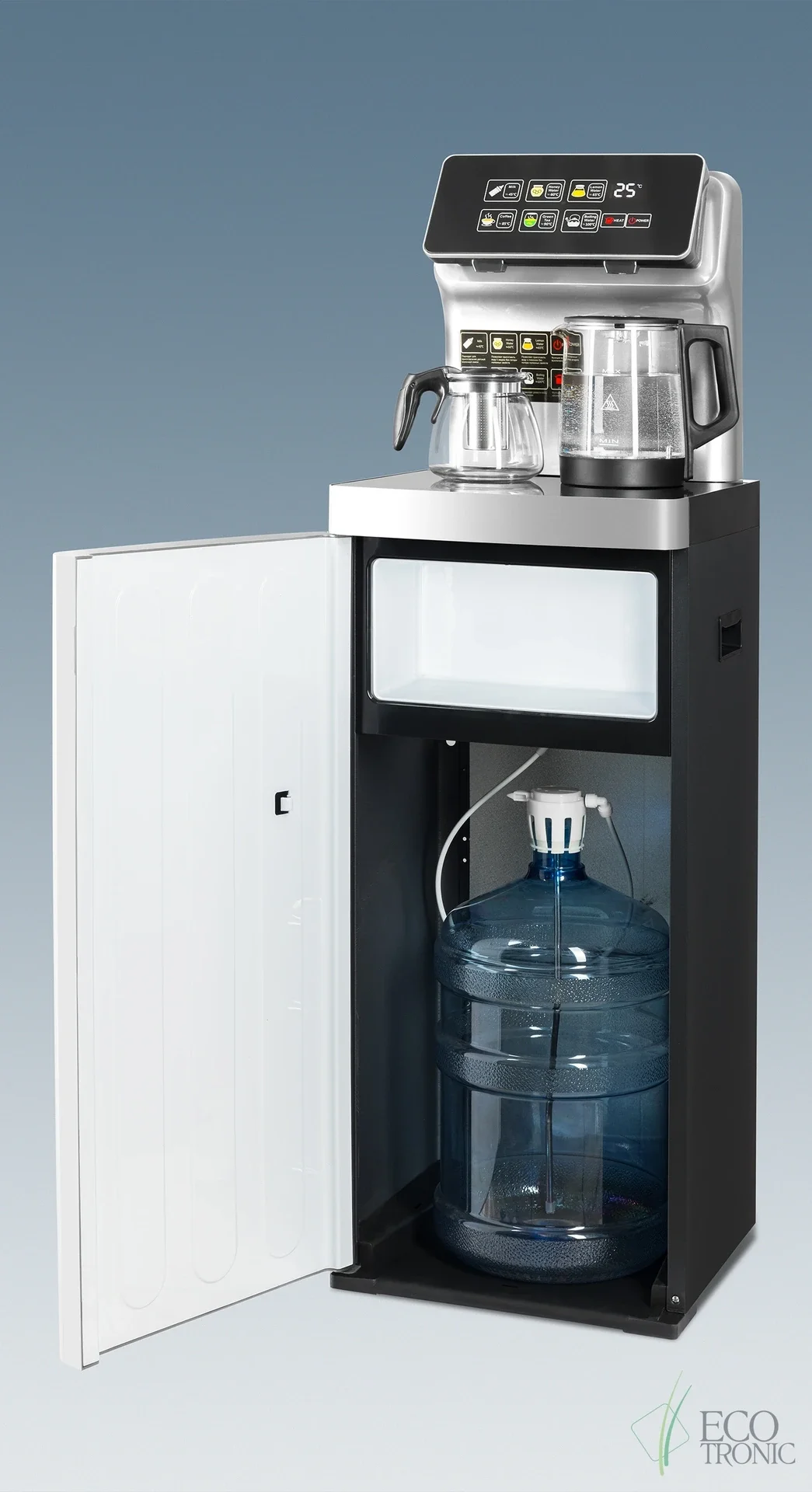 Кулер для воды Ecotronic TB15-LER silver с чайным столиком, напольный (ETK12594)