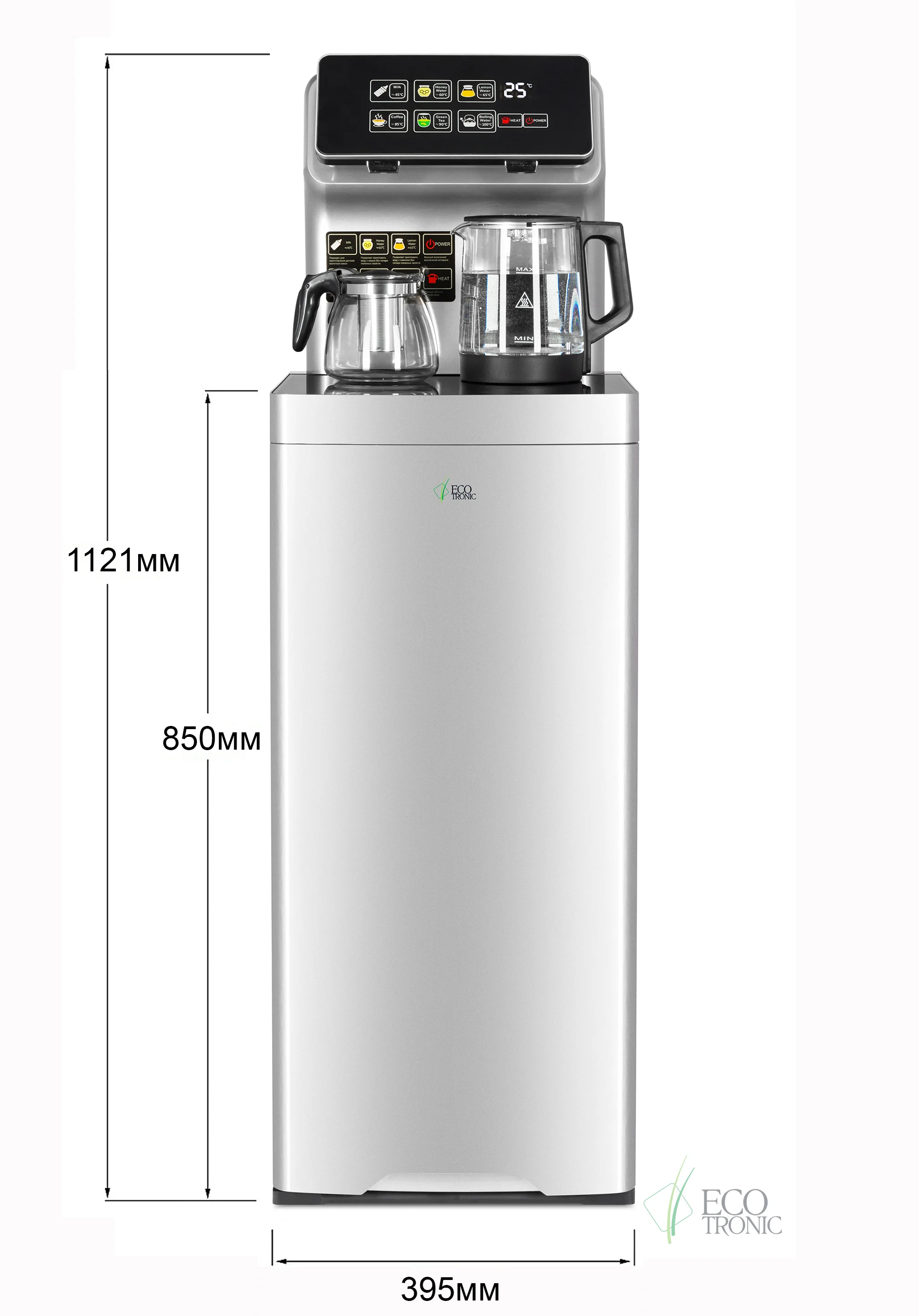 Кулер для воды Ecotronic TB15-LNR silver, с чайным столиком, напольный (ETK12597)