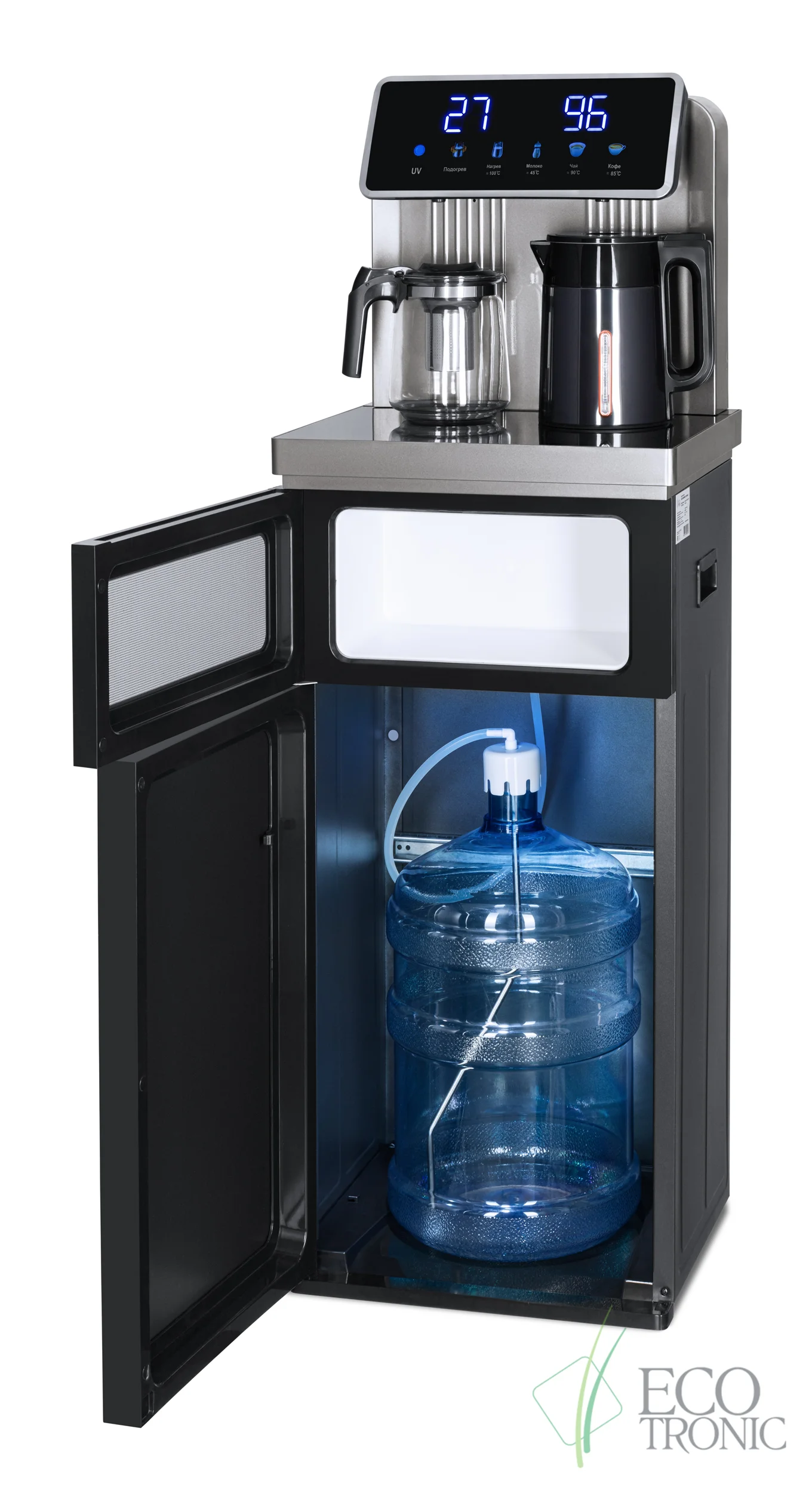 Кулер для воды Ecotronic TB30-LNR UV dark grey, с чайным столиком, напольный (ETK12695)