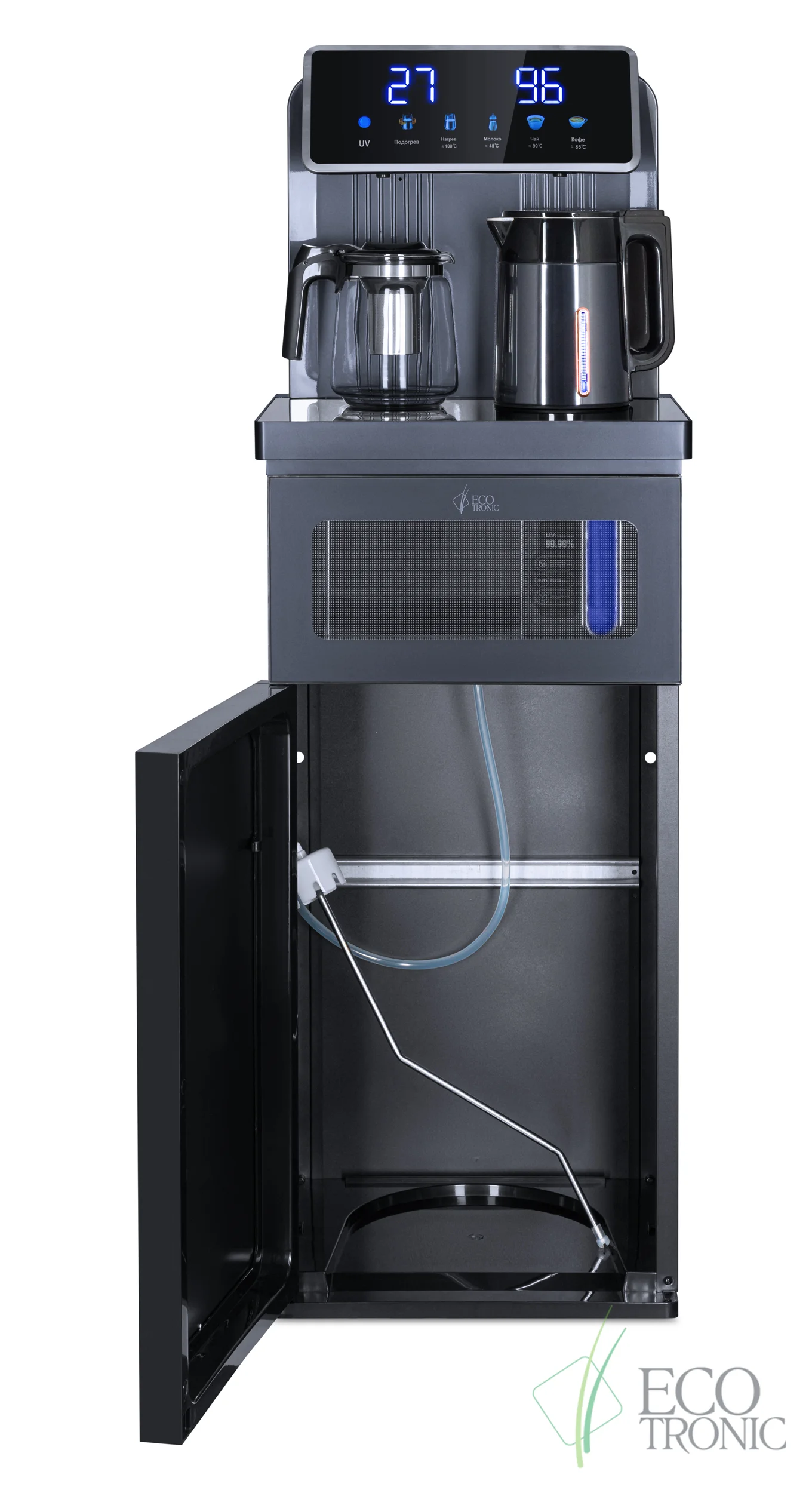 Кулер для воды Ecotronic TB30-LNR UV dark grey, с чайным столиком, напольный (ETK12695)