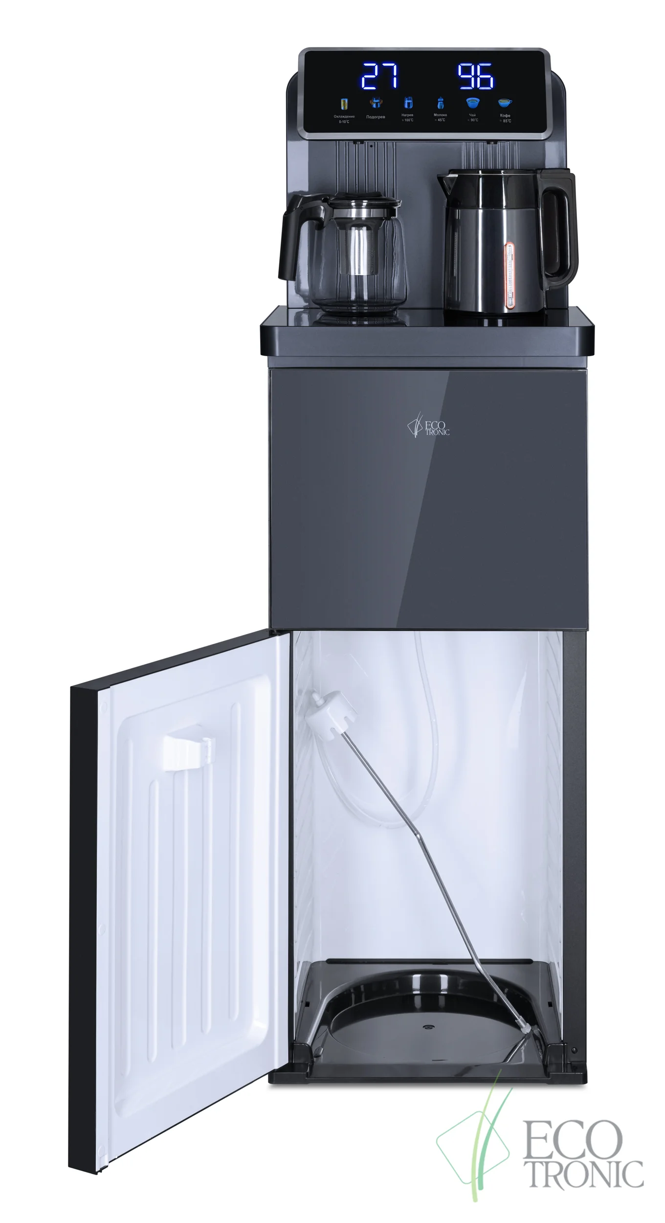 Кулер для воды Ecotronic TB35-LFR dark grey, с чайным столиком, с холодильником, напольный (ETK12698)