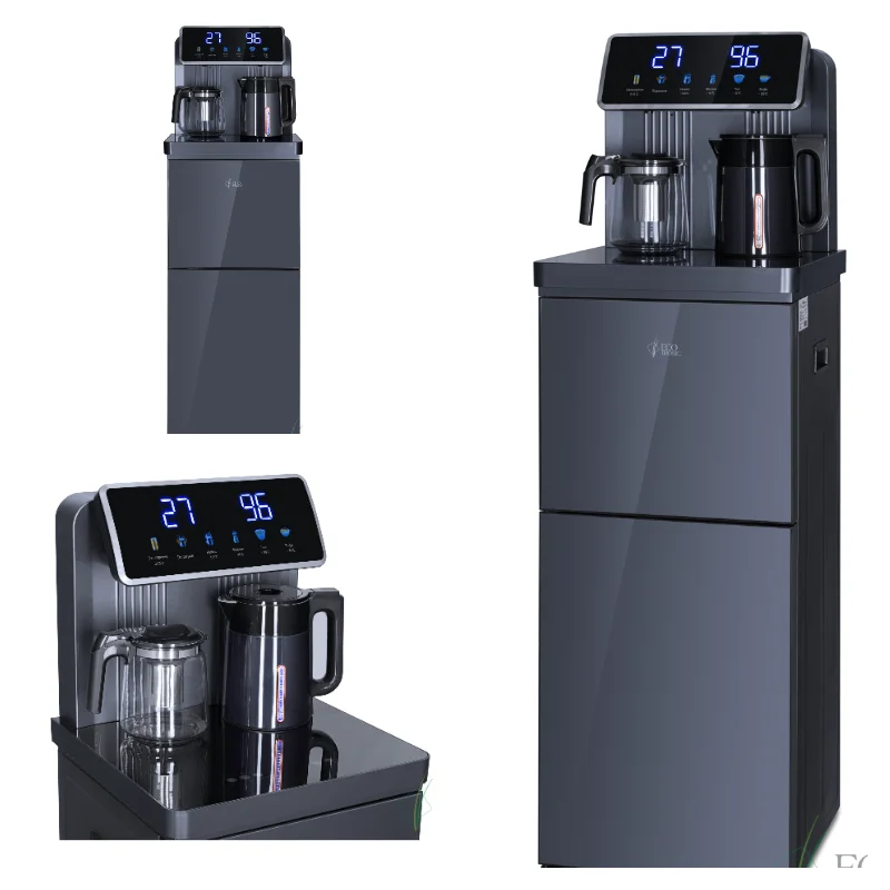 Кулер для воды Ecotronic TB35-LFR dark grey, с чайным столиком, с холодильником, напольный (ETK12698)