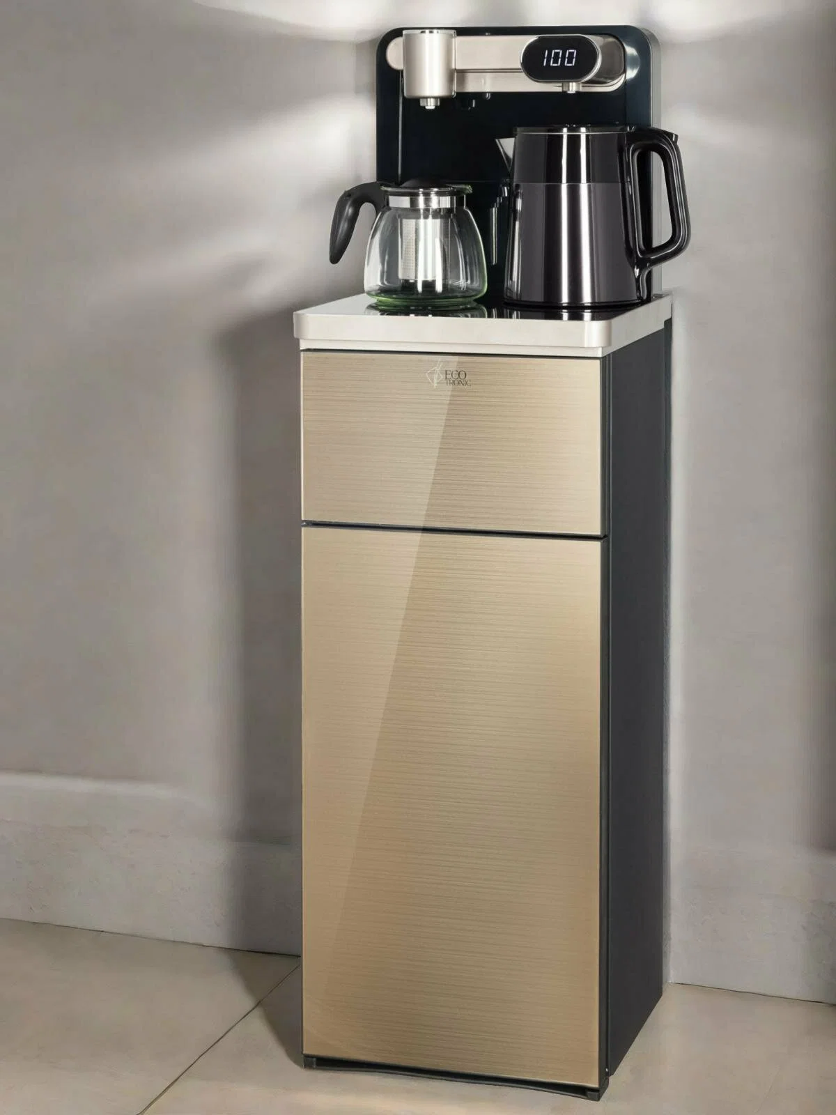 Кулер для воды Ecotronic TB40-LE gold, с чайным столиком, напольный (ETK12626)