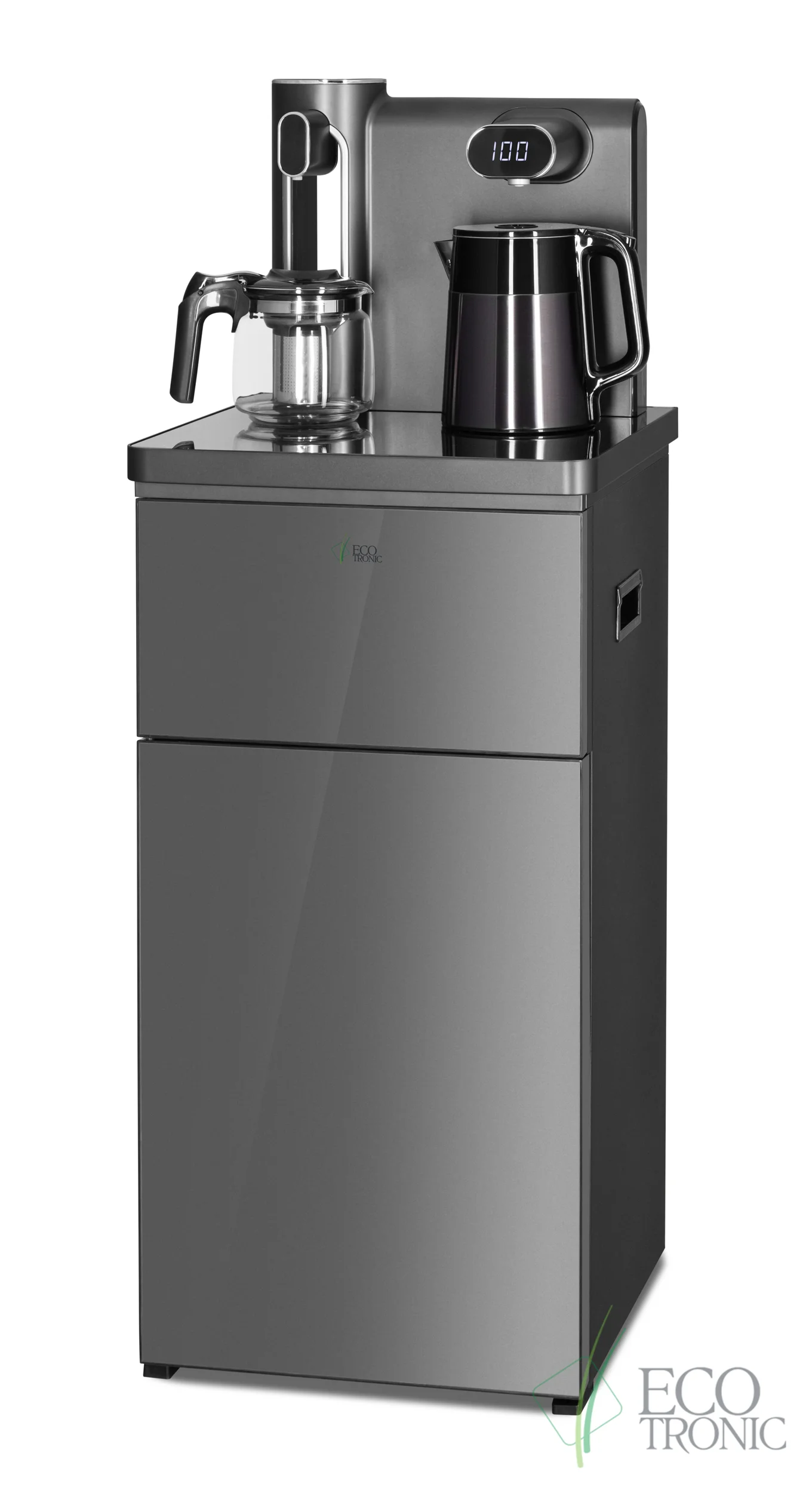 Кулер для воды Ecotronic TB41-LE graphite, напольный, с чайным столиком, с охлаждением (ETK12717)