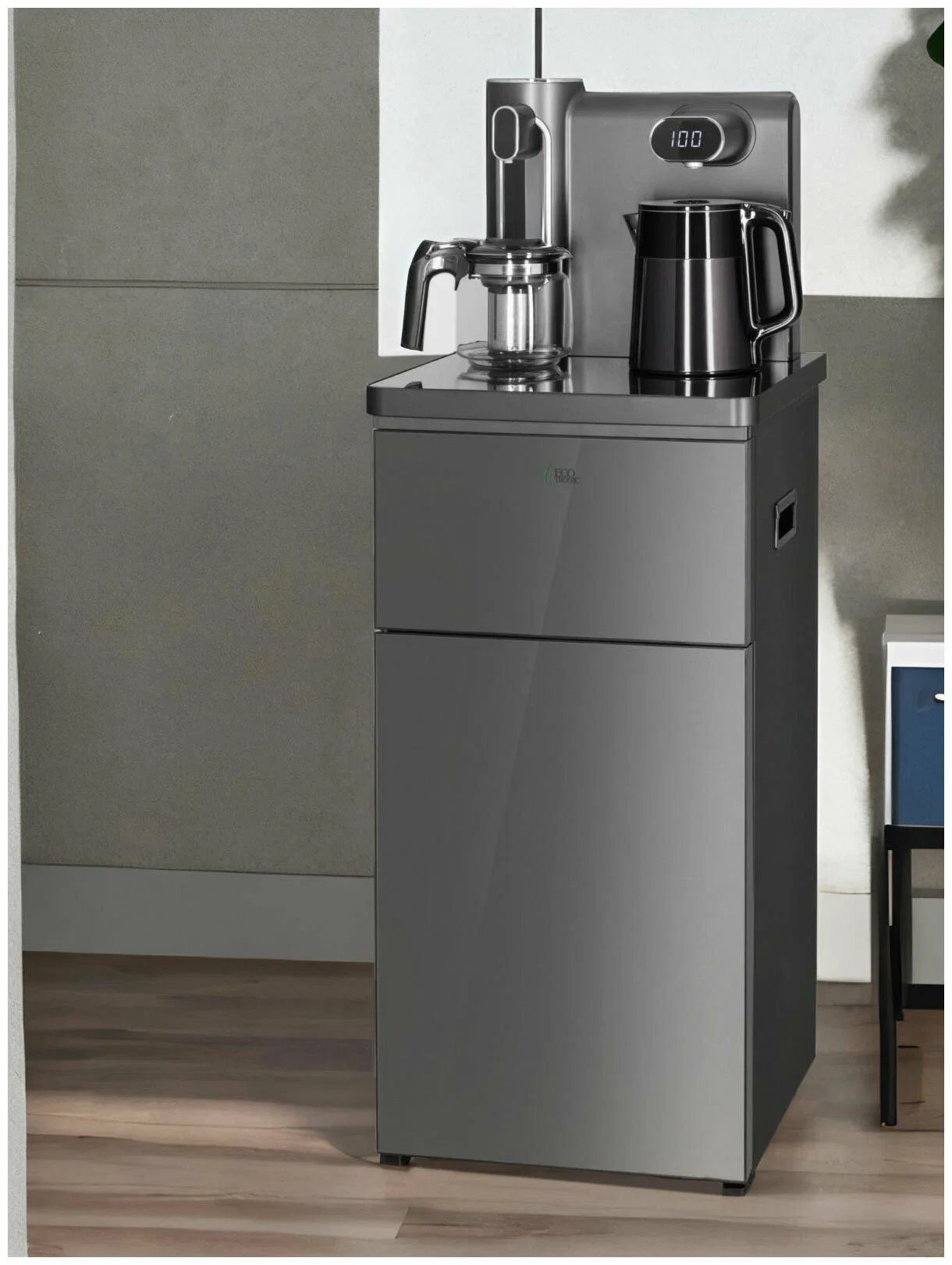 Кулер для воды Ecotronic TB41-LE graphite, напольный, с чайным столиком, с охлаждением (ETK12717)
