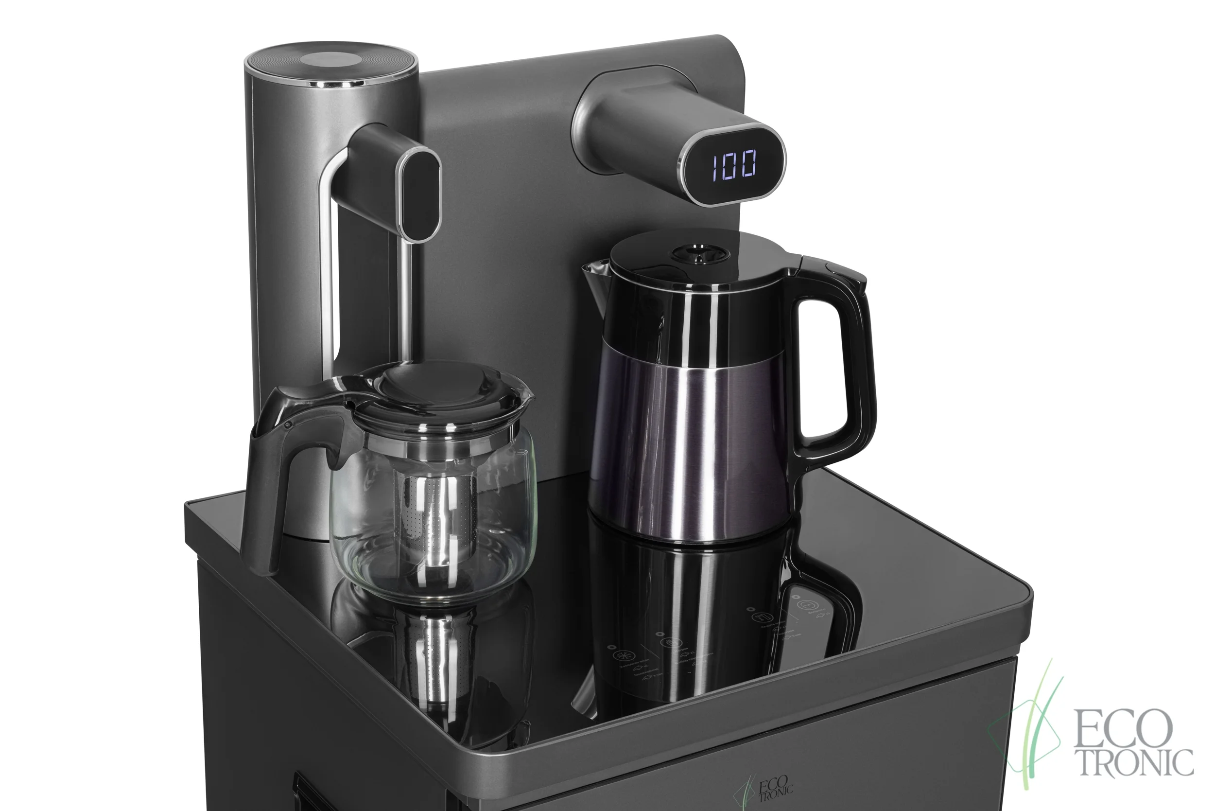 Кулер для воды Ecotronic TB45-LE graphite, с чайным столиком, напольный (ETK12628)
