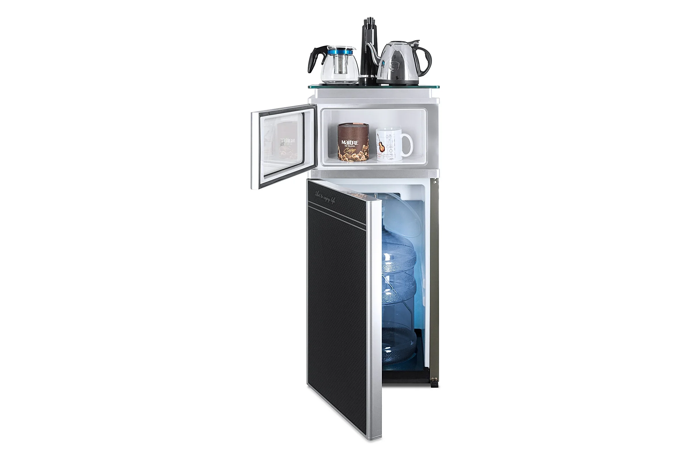 Кулер для воды Ecotronic с чайным столиком TB3-LE UV выкатной полкой и лампой UV