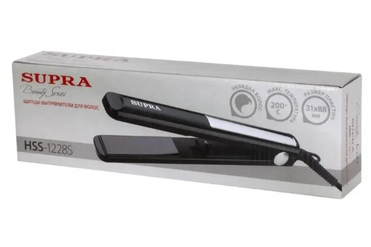 Плойка SUPRA HSS-1228S  до 200 градусов, керамика 40 Вт 5.5x32x9.5