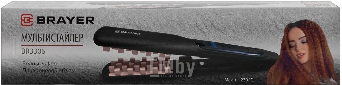 Стайлер BRAYER BR3306 ( гофре, PTC Heating, t. 80-230, автоотключ., шнур 1,8 м)