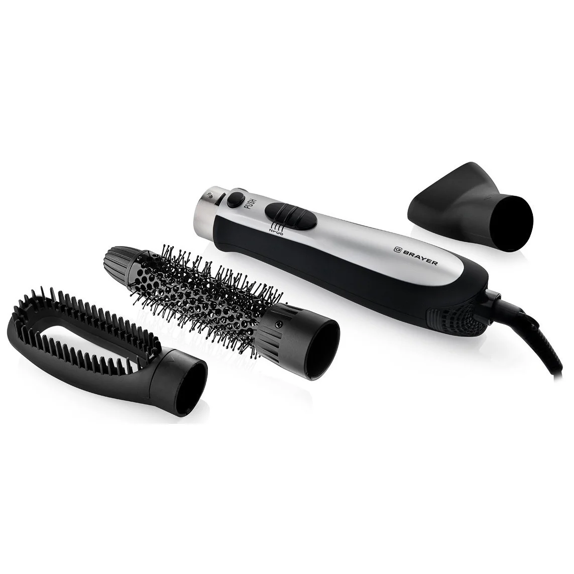 Фен - плойка BRAYER, 800 Вт, 2 щетки, концентратор, 2 скорости, холодный воздух, шнур 1,8 м