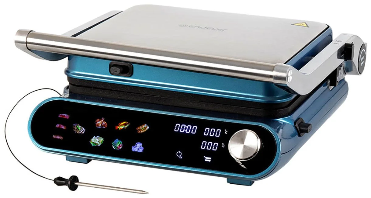 Гриль и шашлычница Endever Grillmaster-255 (90712) серебристый/голубой