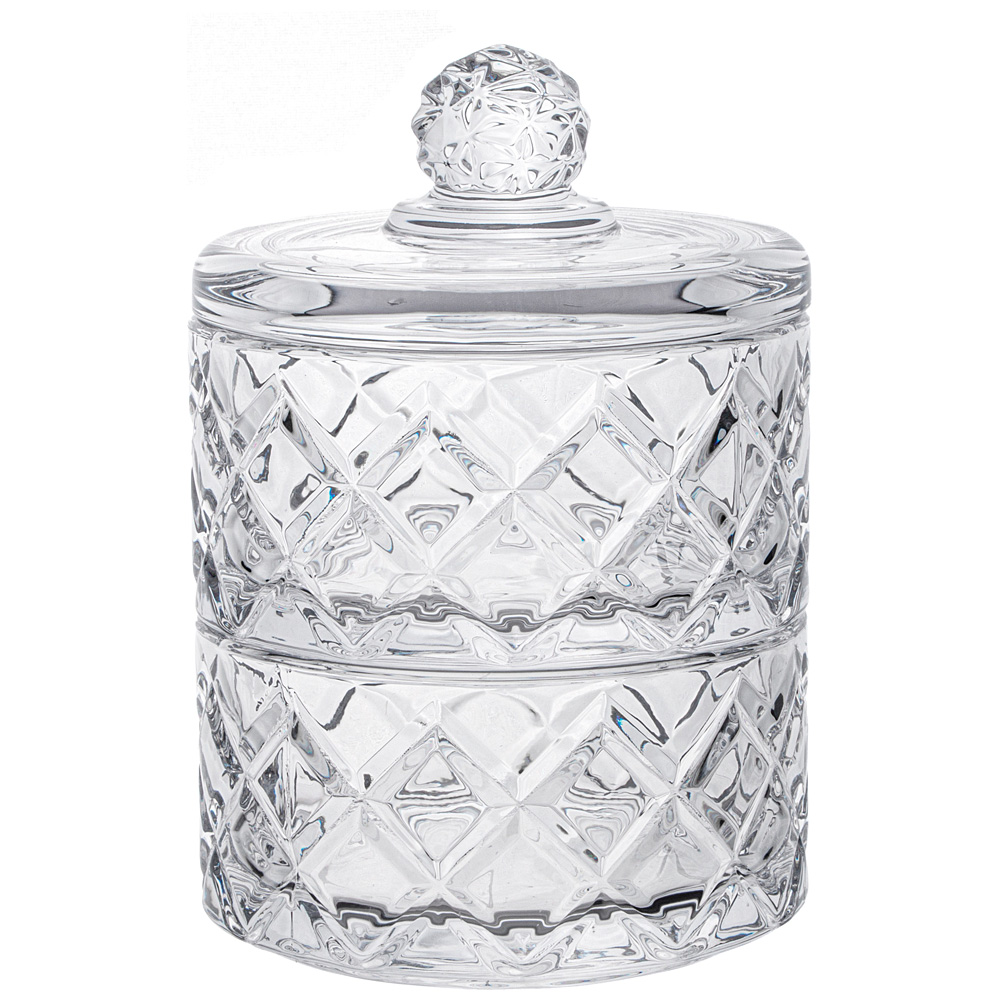 ARTI-M ЕМКОСТЬ ДЛЯ ХРАНЕНИЯ LEFARD С КРЫШКОЙ 2 ЯРУСА "DIAMANT" 10,5*15 СМ