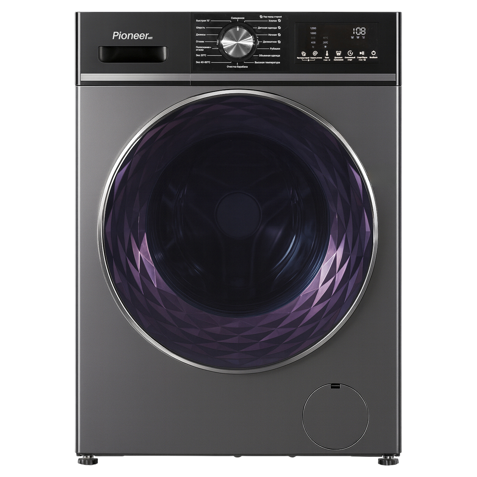 Стиральная машина Pioneer WM-120702W_DG, черный, 7кг, 1200об/мин, 16 программ, LED — фото 1