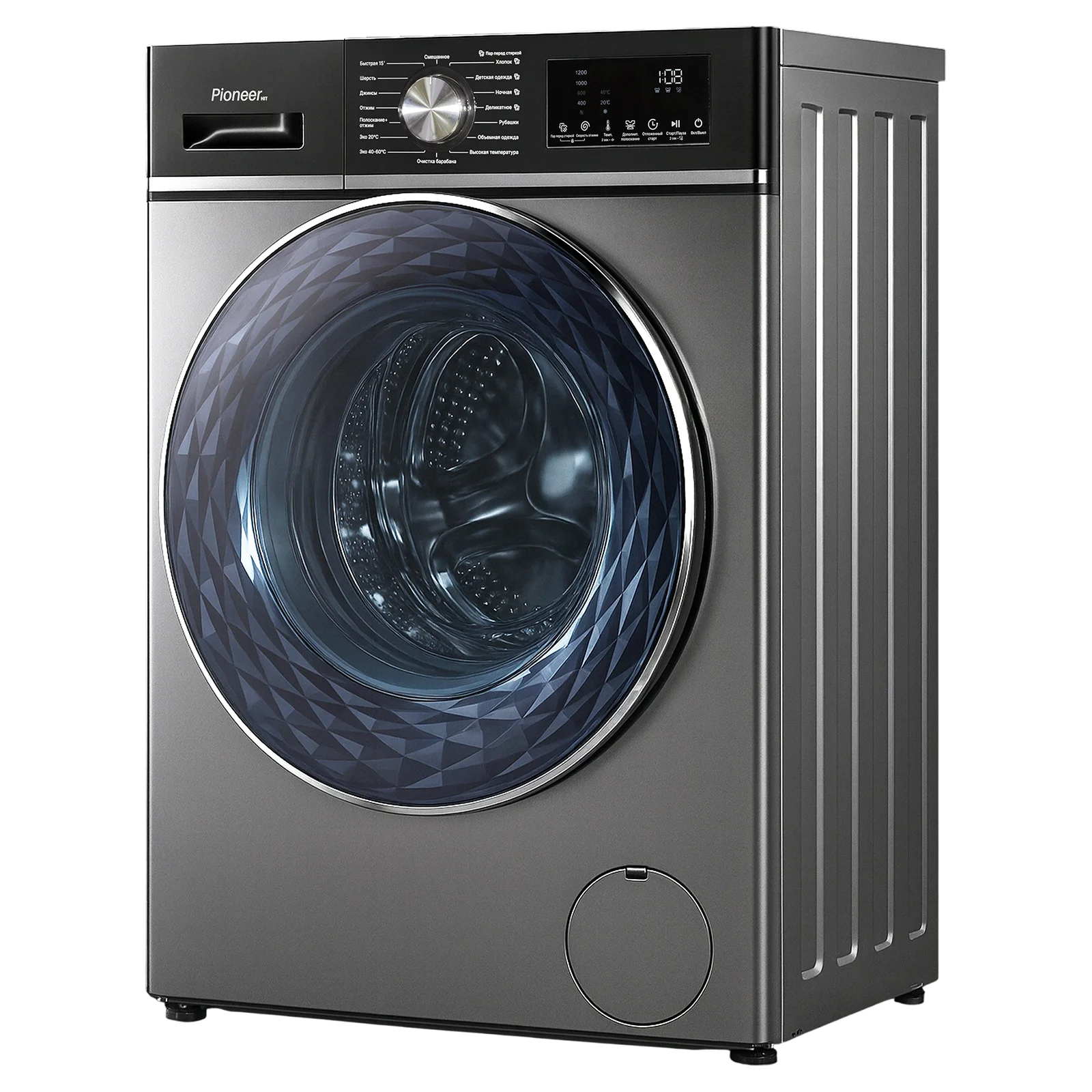 Стиральная машина Pioneer WM-120702W_DG, черный, 7кг, 1200об/мин, 16 программ, LED
