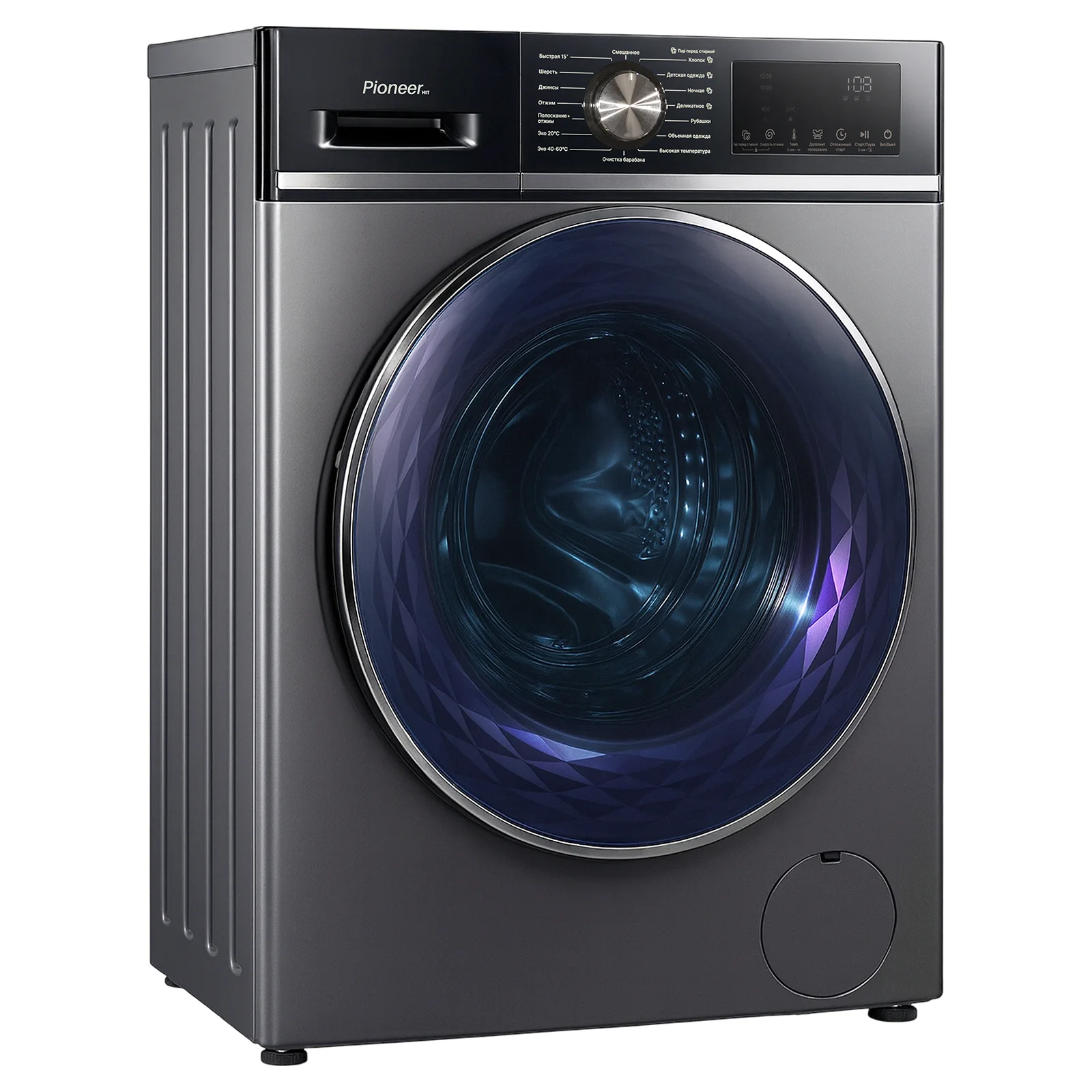Стиральная машина Pioneer WM-120702W_DG, черный, 7кг, 1200об/мин, 16 программ, LED