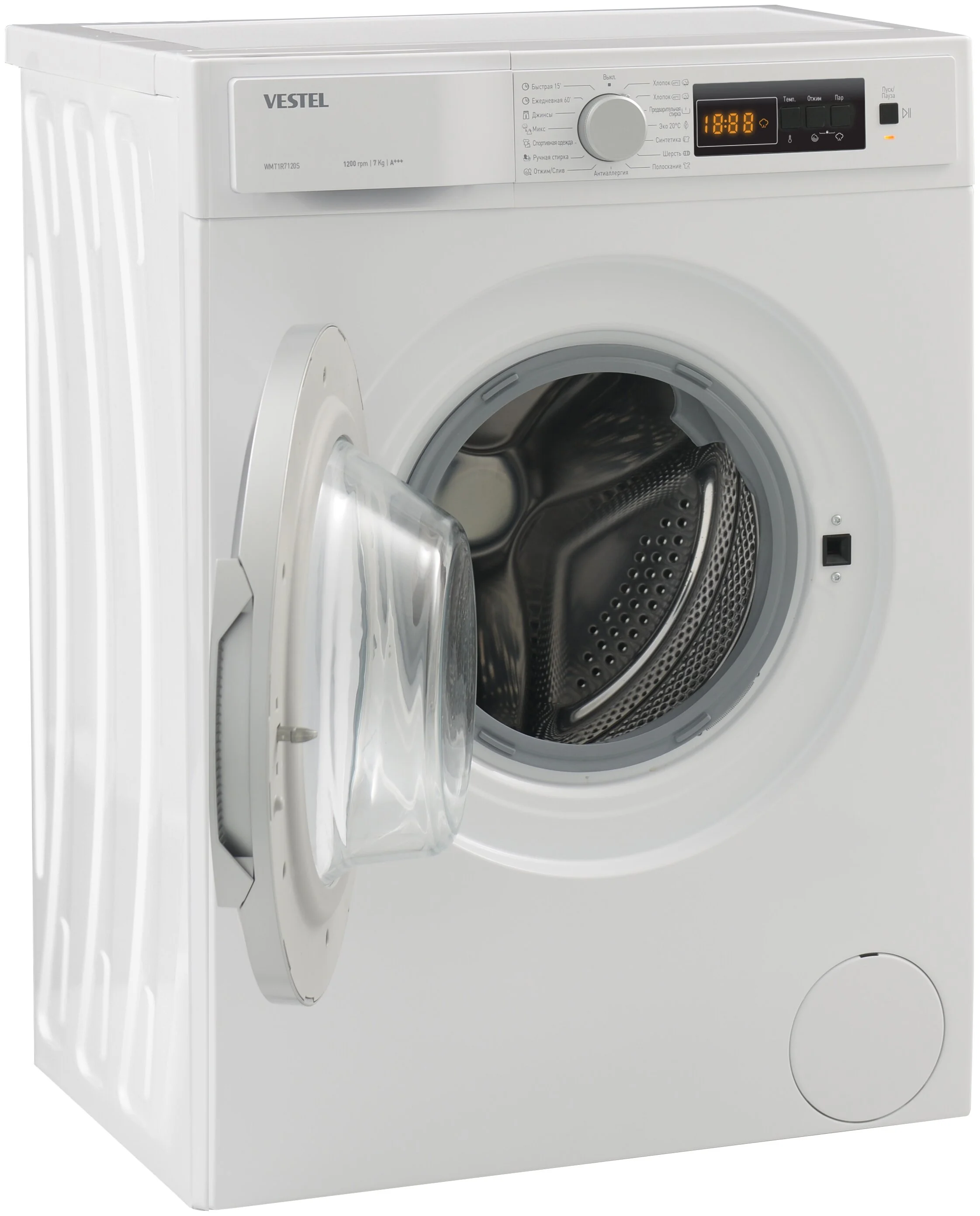 Стиральная машина VESTEL VMT1R1012D бежевый хром (пар) (10,5 кг, 1200 об/мин, 84,5х59,7х58,2 см