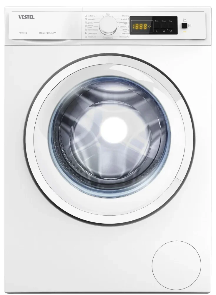 Стиральная машина VESTEL VMT1R1012D бежевый хром (пар) (10,5 кг, 1200 об/мин, 84,5х59,7х58,2 см