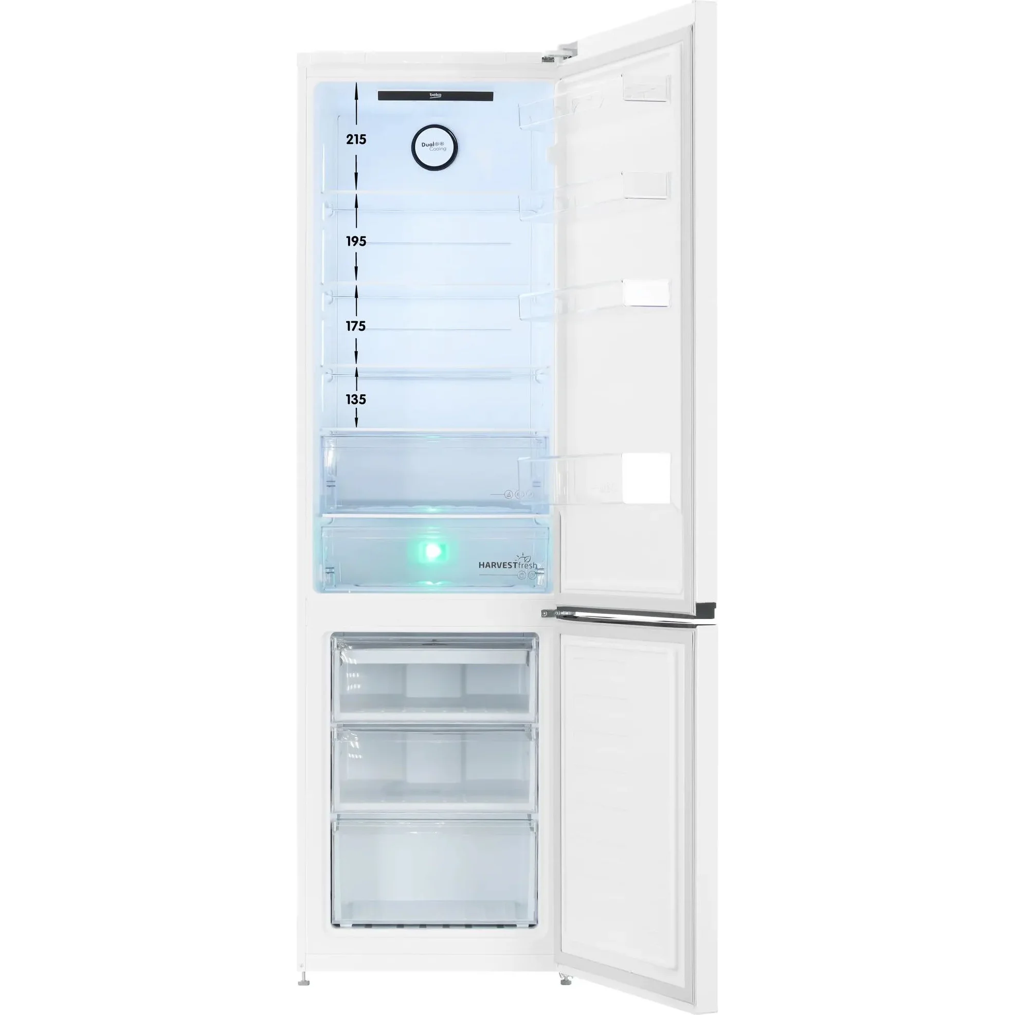 Холодильник двух кам нижн мороз Beko B3RCNK405HDW 7386710012, белый, 59.5х201х65см, 403л