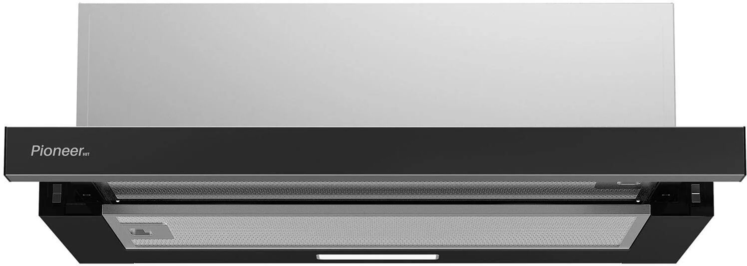 Вытяжка Pioneer HOB-6001TS_BL, 350м³/ч, 65Вт, 2 скорости 2 фильтра, + уголный, 60см, черный