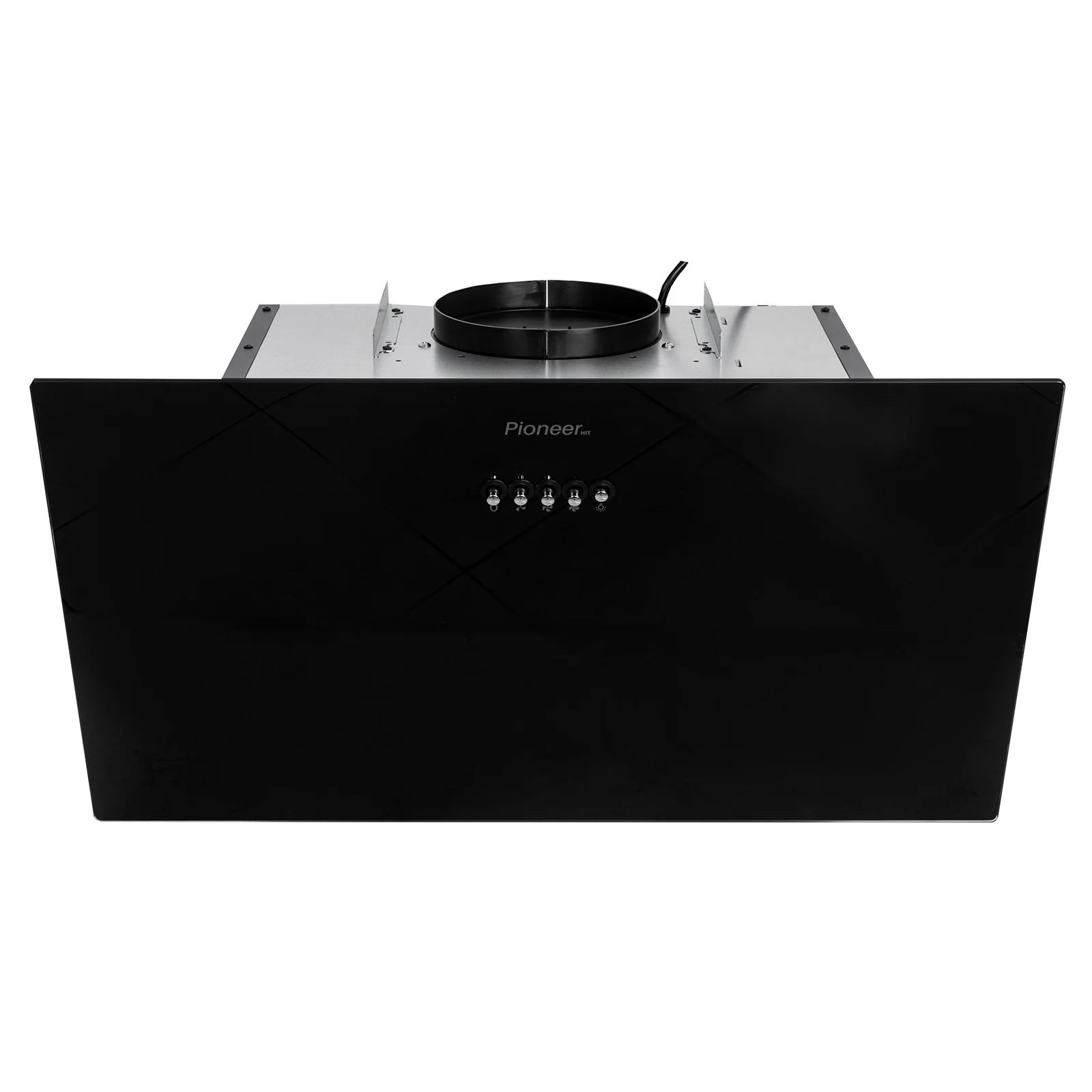 Вытяжка Pioneer HOB-6001TS_BL, 350м³/ч, 65Вт, 2 скорости 2 фильтра, + уголный, 60см, черный