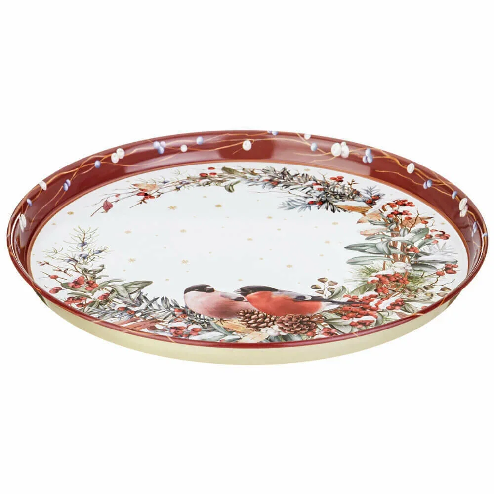 ПОДНОС СЕРВИРОВОЧНЫЙ AGNESS КОЛЛЕКЦИЯ "СНЕГИРИ" КРАСНЫЙ 33*2,1 СМ