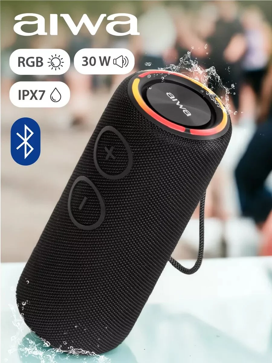 Портативная Колонка Bluetooth AIWA PAS-H300 black 18 Вт+6 Вт x 2,TWS,7,2В/2500мАч,5В/2А,TYPE-C