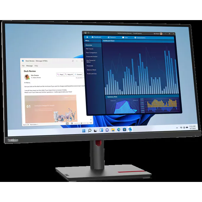 Монитор Lenovo 27" T27p-30, 16:9, IPS, UHD, 4ms, 350cd, 60Hz, HDMI, DP, USB-C, USB, LAN, HAS