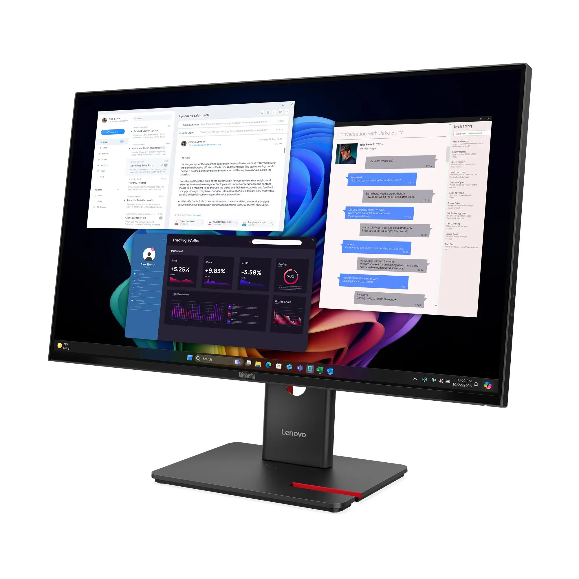 Монитор Lenovo 27" T27UD-40, 16:9, IPS, UHD, 4ms, 350cd, 60Hz, HDMI, DP, USB, USB-C, HAS
