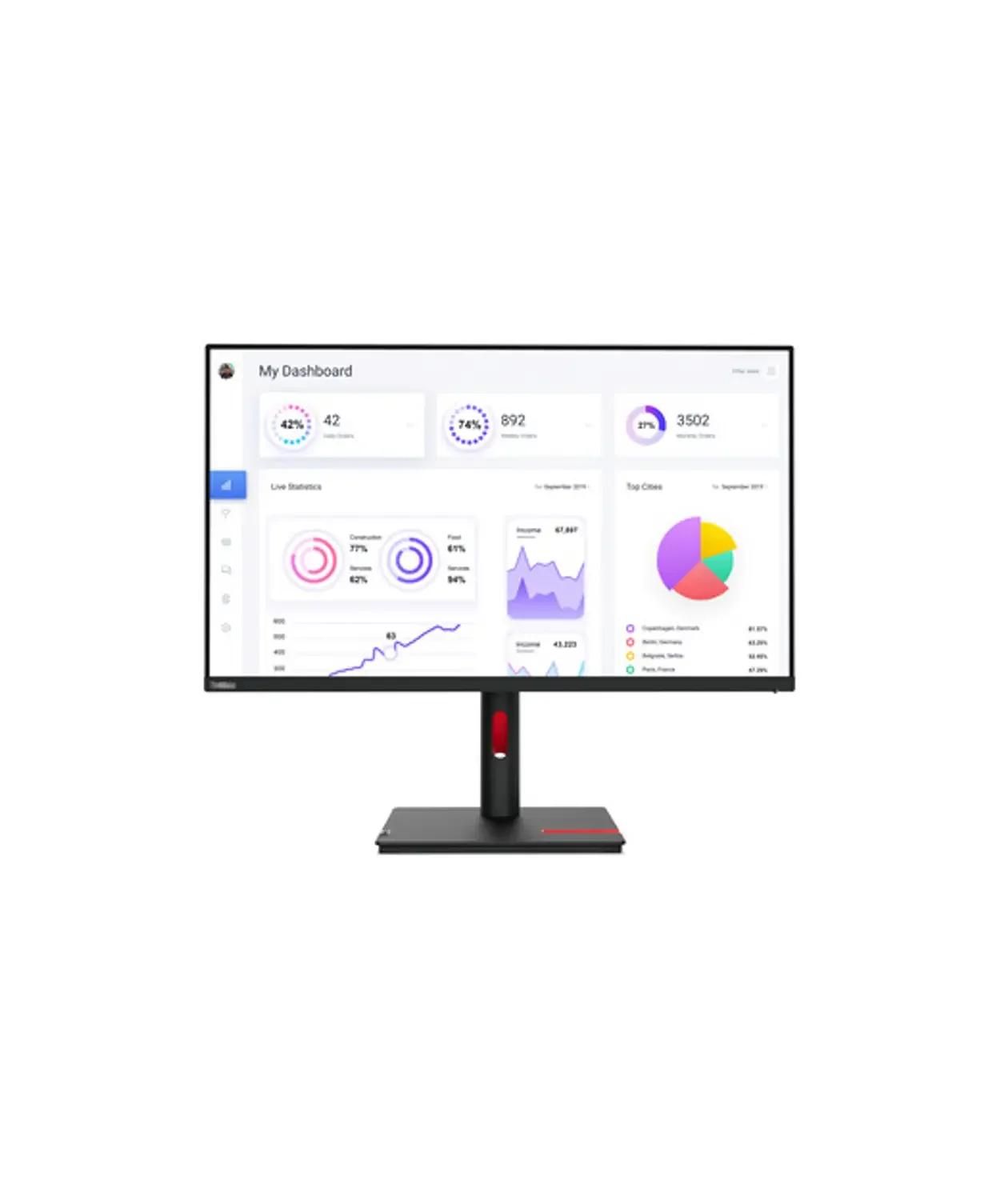 Монитор Lenovo 31.5" T32p-30, 16:9, IPS, UHD, 4ms, 350cd, 60Hz, HDMI, DP, USB, USB-C, LAN, HAS