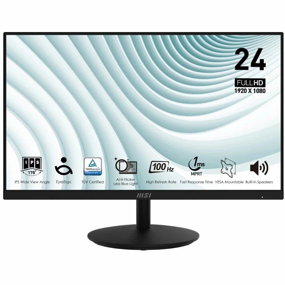 Монитор MSI 23,8'' PRO MP242A 16:9, IPS, FHD, 4ms, 300cd, 100Hz, VGA, HDMI, DP, SPK