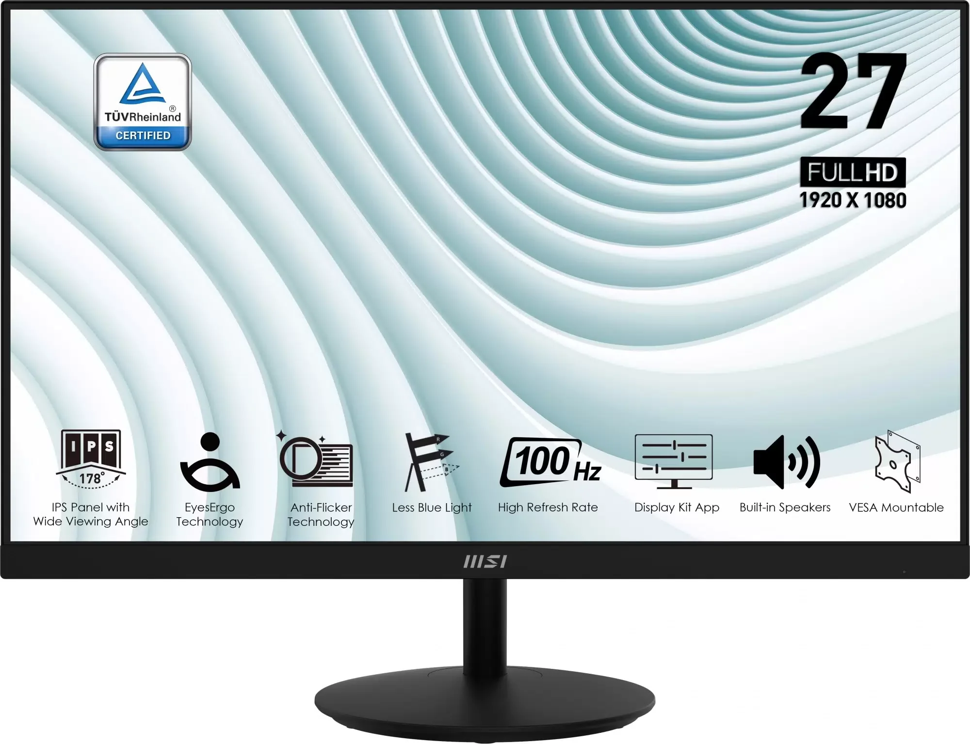 Монитор MSI 23,8" PRO MP245V, 16:9, VA, FHD, 4ms, 300cd, 100Hz, VGA, HDMI