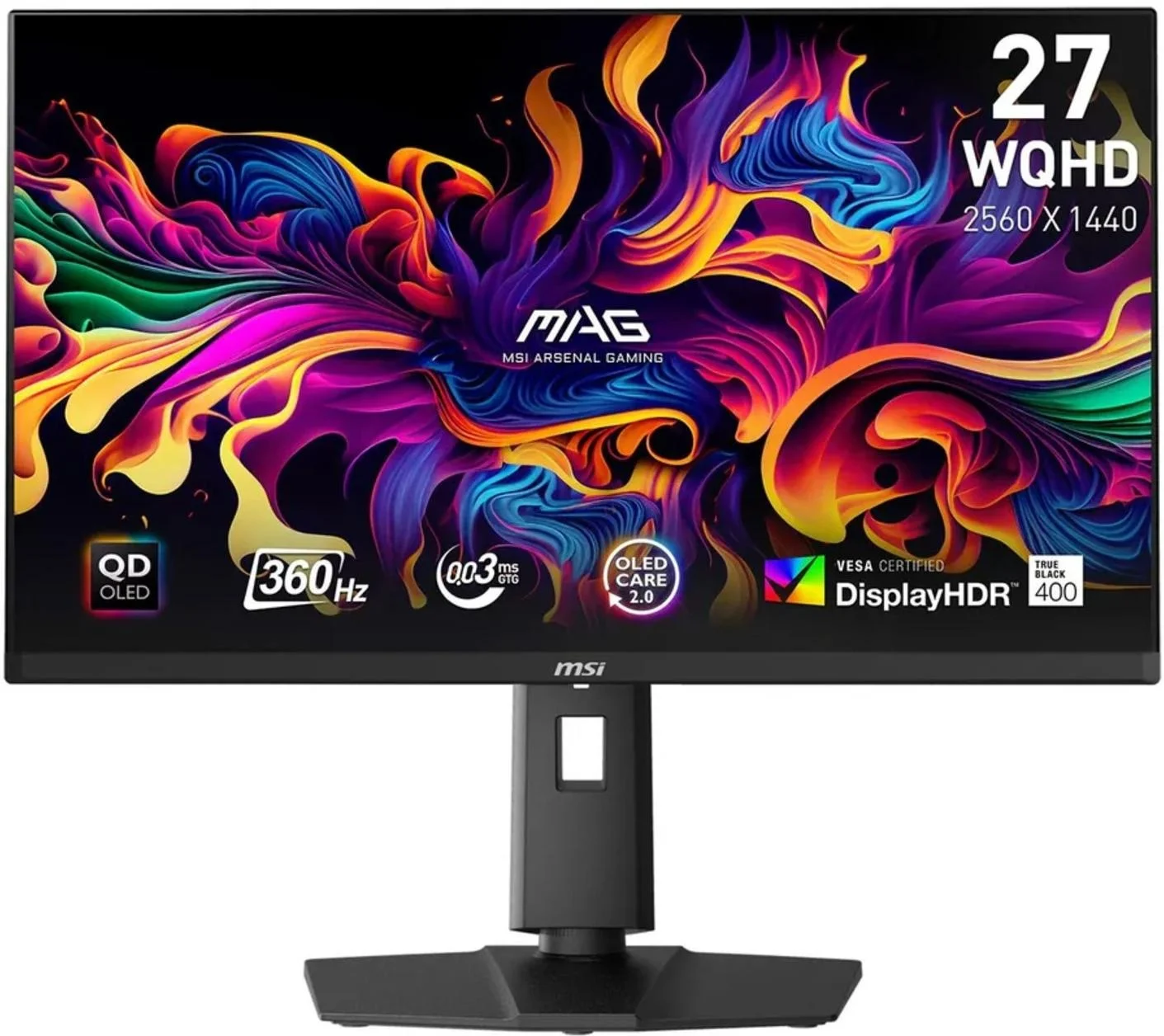 Монитор MSI 26,5" MPG 271QRX QD-OLED Black, 16:9, QHD, 0,03ms, 250cd, 360Hz, HDMI, DP, USB, USB-C, HAS