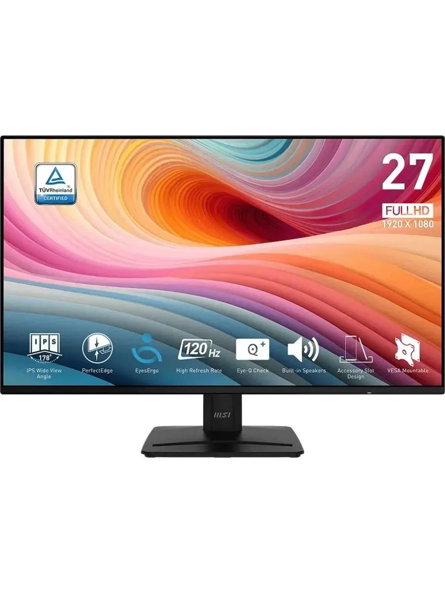Монитор MSI 27" PRO MP275 E2, 16:9, IPS, FHD, 1/4ms, 300cd, 120Hz, VGA, HDMI, DP, SPK