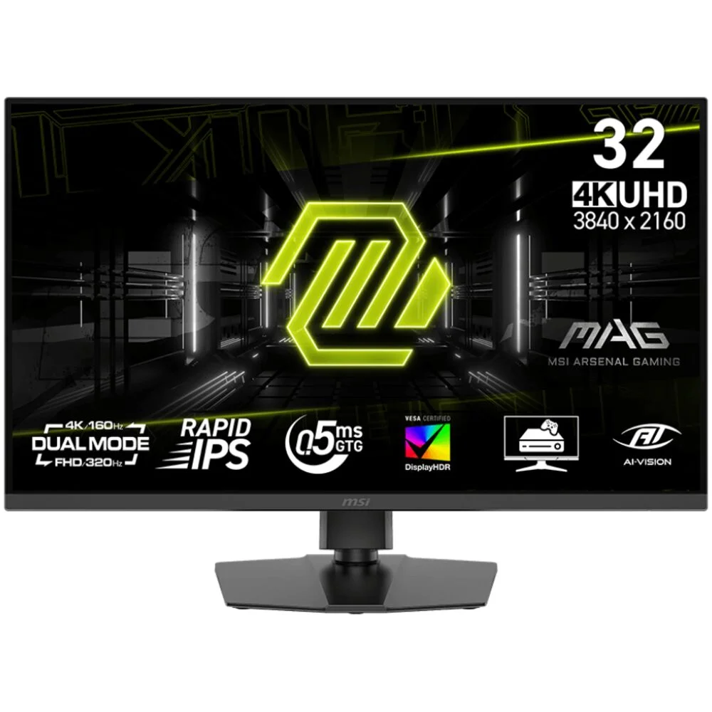 Монитор MSI 31,5" MAG 322URDF E16, 16:9, IPS, UHD/FHD, 0,5ms, 400cd, 160Hz/320Hz, HDMI, DP, USB, HAS