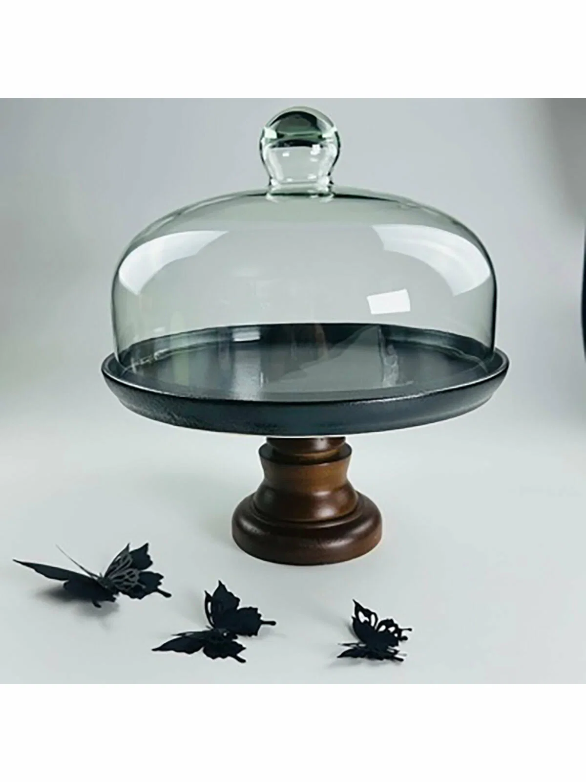 235-028 Тортовница 22х17см со стеклянной крышкой BLACKWOOD в под.уп.(х8)Фарфор