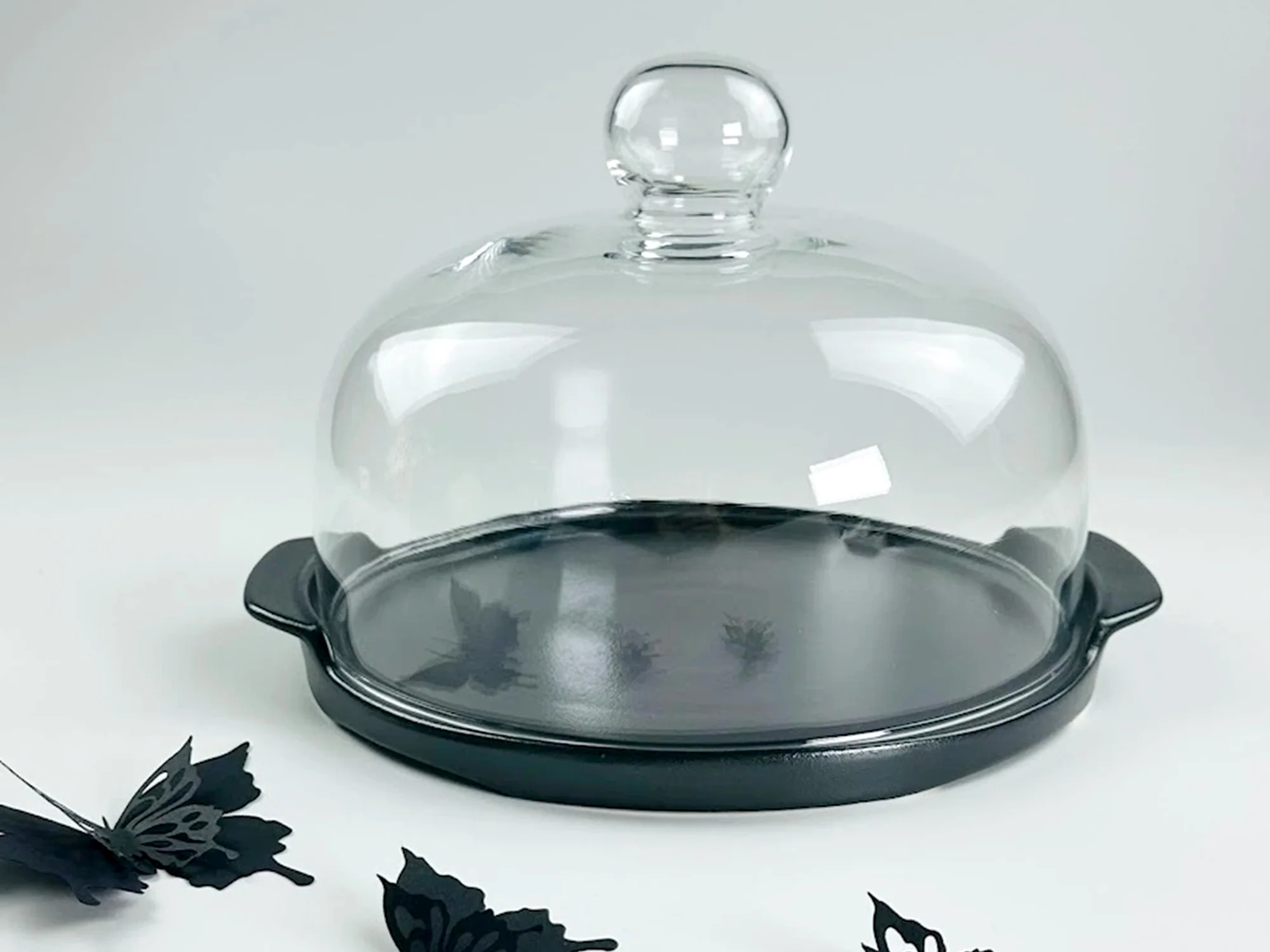 235-056 Тортовница 28см на ножке со стеклянной крышкой  BLACKWOOD в под.уп.(х4)Фарфор